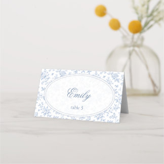 Blue & White Vintage Floral Wedding Place Card