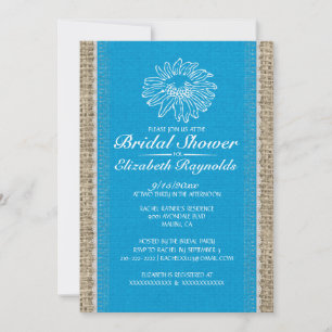 Blue White Vintage Lace Bridal Shower Invitations
