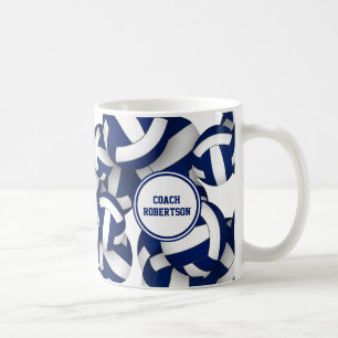 blue white volleyball team colours coach thanks coffee mug