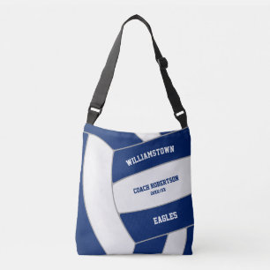 blue white volleyball team colours gifts for coach crossbody bag