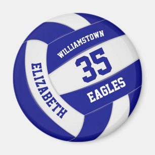 blue white volleyball team name girls boys magnet