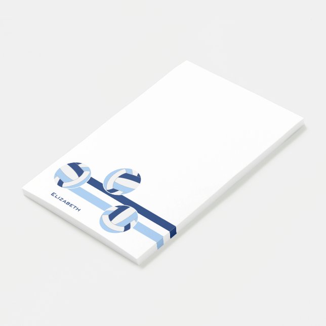 blue white volleyballs custom name post-it notes (Angled)