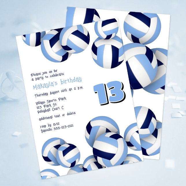 blue white volleyballs kids birthday invitation (Creator Uploaded)