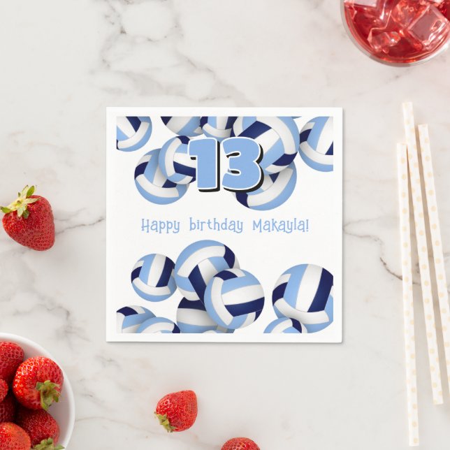 blue white volleyballs kids birthday party napkin (Insitu)
