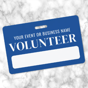 Blue White Volunteer ID Badge