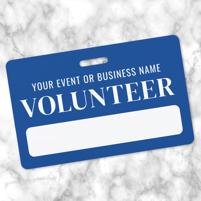 Blue White Volunteer ID Badge (Blue White Volunteer Badge)