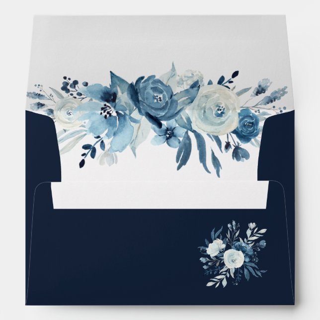 blue & white watercolor floral envelope (Back (Bottom))