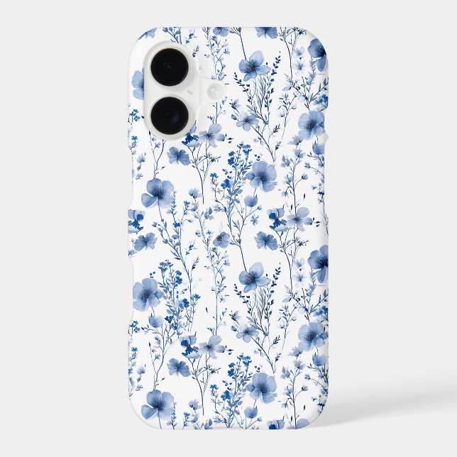 Blue White Watercolor Floral Wildflower Pattern (Back)