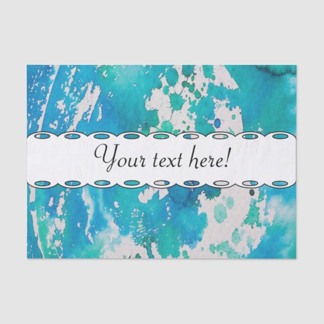 Blue white watercolor splashes tissue paper (Front)