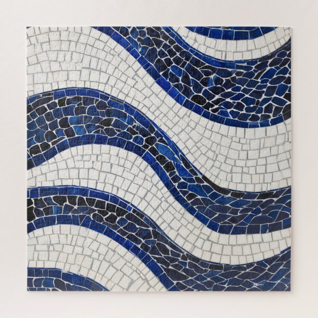 Blue White Wave Pattern 04 Jigsaw Puzzle (Vertical)