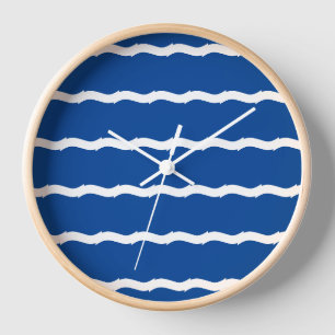 Blue white waves pattern clock