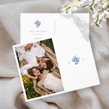 Blue & White Wedding Floral Monogrammed Wedding