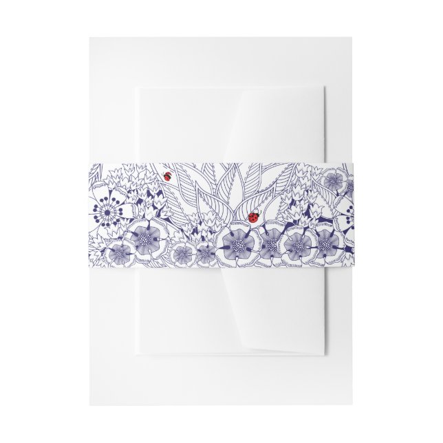 Blue White Wedding Invitation Belly Band (Front Example)