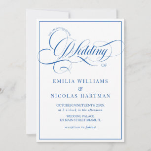 Blue & White Wedding RSVP Invitation