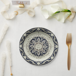 Blue & White wildflower Floral Ceramic porcelain s Paper Plate