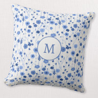 Blue White Wildflower Monogram Initial Floral