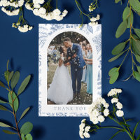 Blue White Willow Floral Photo Wedding