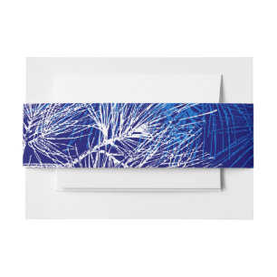 Blue White Winter Holiday Pine Pattern Bands Invitation Belly Band
