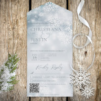 Blue & White Winter Snow Modern QR Code