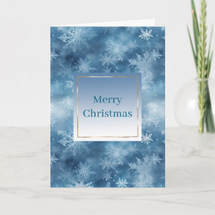 Blue White Winter Snowflakes Christmas Card