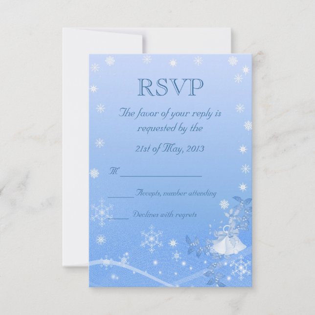 Blue & White Winter Wedding RSVP Card (Front)
