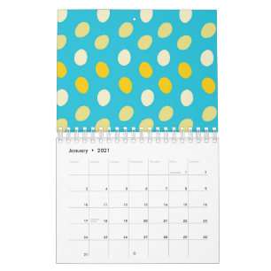 Blue White Yellow Colourful Eggs Bird Nests Dots Calendar