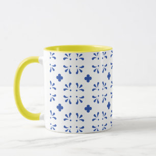 Blue White Yellow Delft Decor Chinoiserie Coffee  Mug