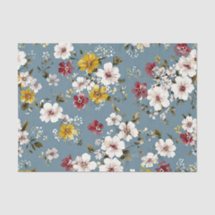 Blue White Yellow Red Ditsy Pastel Boho Vintage Tissue Paper
