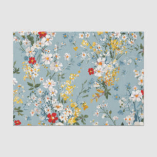 Blue White Yellow Red Ditsy Pastel Boho Vintage Tissue Paper