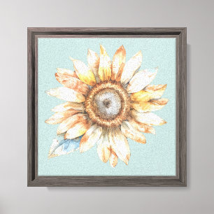 Blue White Yellow Sunflower Canvas Print