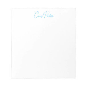 Blue White Your Name Calligraphy Unique Minimalist Notepad