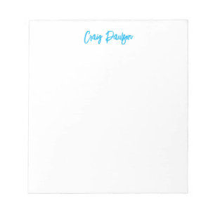Blue White Your Name Calligraphy Unique Minimalist Notepad