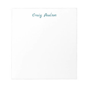 Blue White Your Name Unique Special Minimalist Notepad