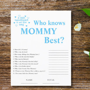 Blue Who knows Mummy Best Baby Shower Game