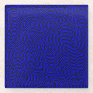 Blue Whorls Glass Coaster