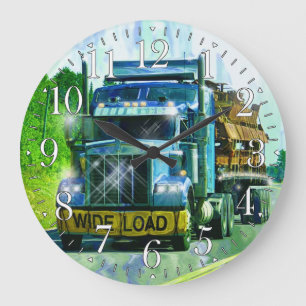 Blue WIDE LOAD Freight Truck Wall Clock