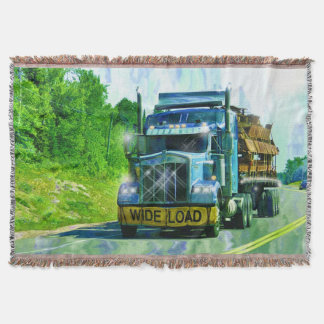 Blue Wide Load Scaffolding Truck-lovers' Art Throw Blanket