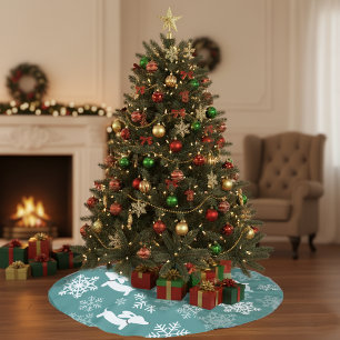 Blue Wiener Dog Christmas Tree Skirt Holiday