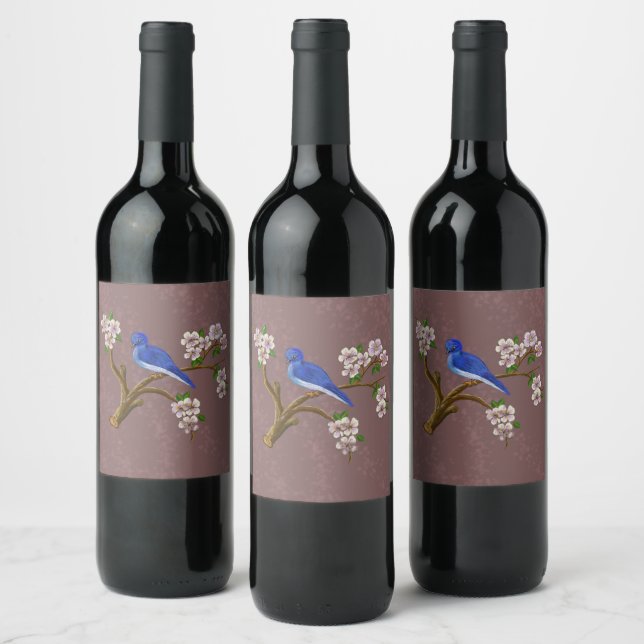 Blue wild bird wine label (Bottles)