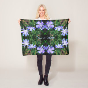 Blue Wild Chicory Flowers Abstract Personalised Fleece Blanket