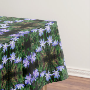 Blue Wild Chicory Flowers Abstract Tablecloth