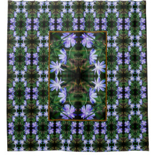 Blue Wild Chicory Flowers Pattern    Shower Curtain