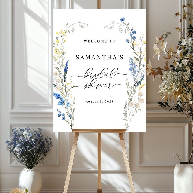 Blue Wild Floral Dainty Boho Welcome Sign (Creator Uploaded)