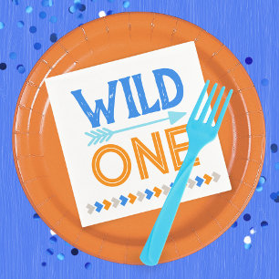 Blue Wild One First Birthday Paper Napkins