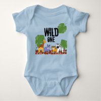 Blue WILD ONE Safari Jungle Theme 1st Birthday