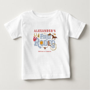 Blue Wild West First Rodeo Baby Boy 1st Birthday T-Shirt