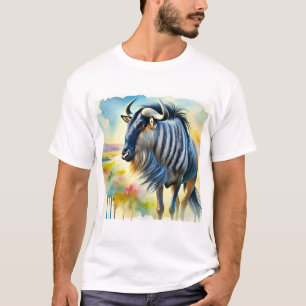 Blue Wildebeest 230824AREF141 - Watercolor T-Shirt