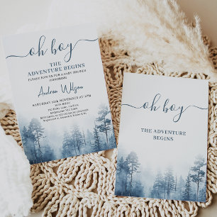 Blue Wilderness Adventure Begins Baby Shower Invitation