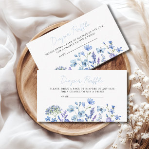 Blue Wildflower Baby Shower Diaper Raffle Ticket Enclosure Card