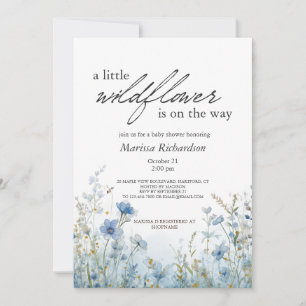 Blue Wildflower Baby Shower Invitation